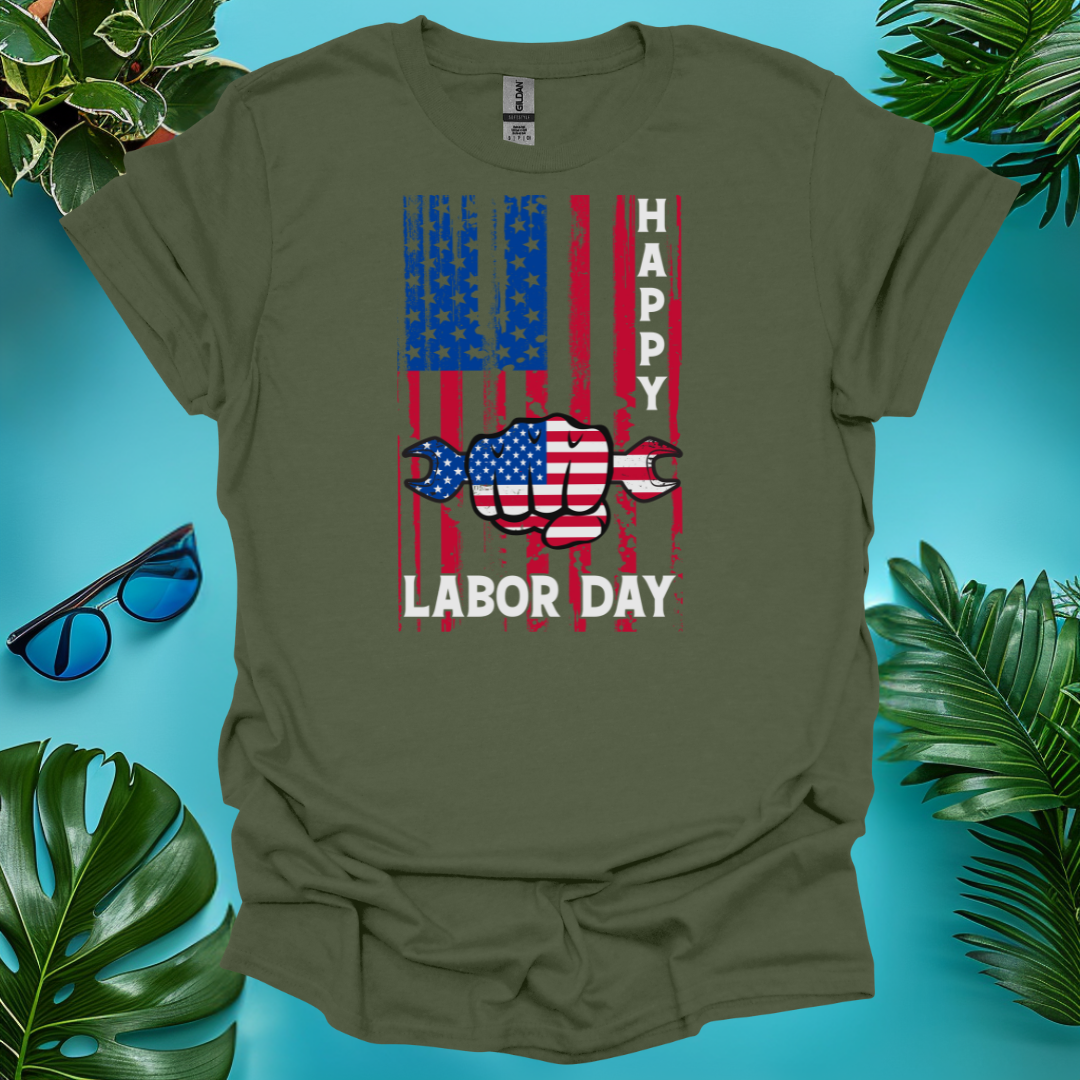 Distressed Flag Labor Day T-Shirt