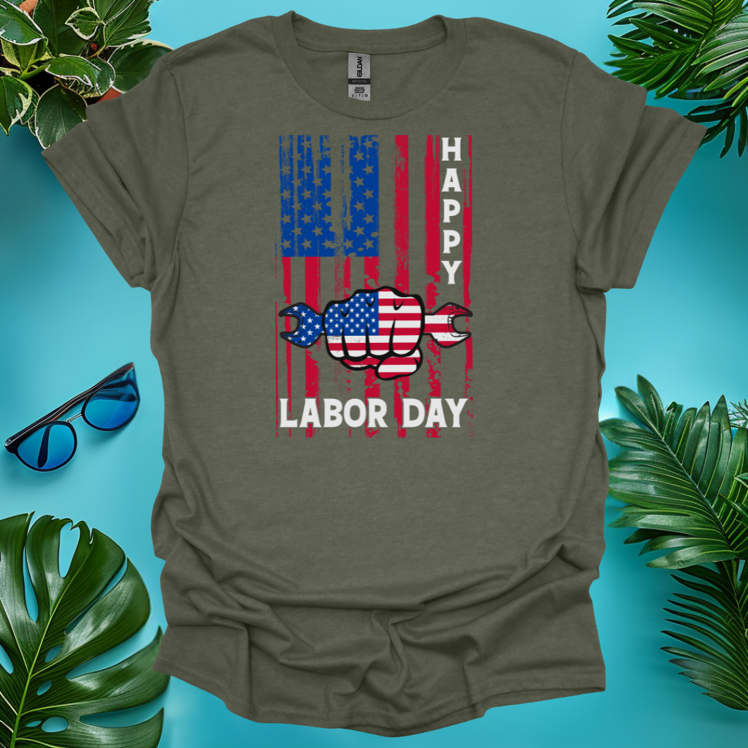 Distressed Flag Labor Day T-Shirt