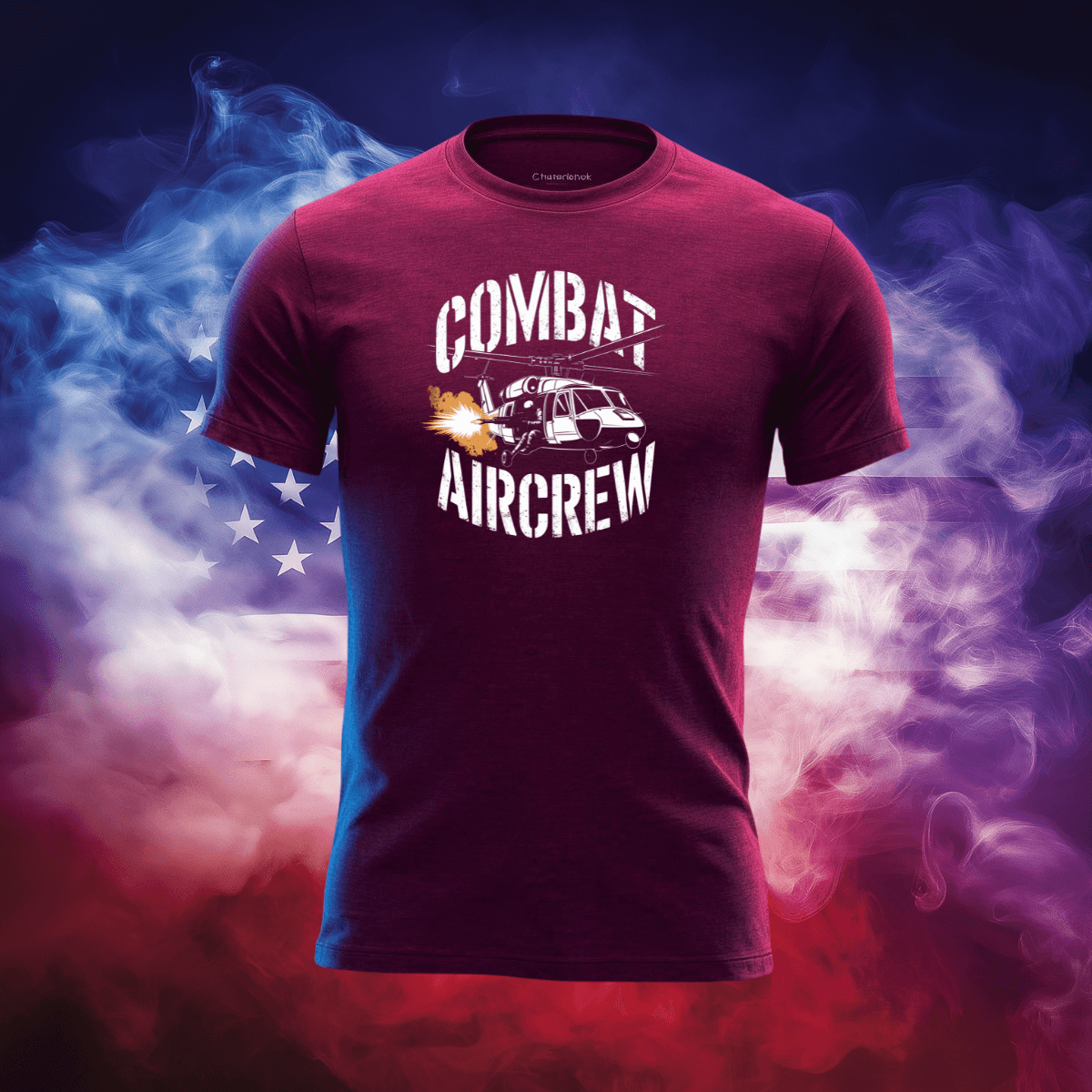 Combat Aircrew T-Shirt featuring bold design and patriotic colors, perfect for celebrating American pride.