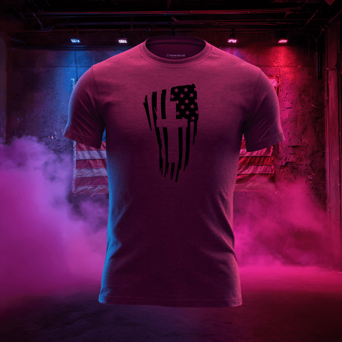 Distressed Flag & Cross T-Shirt