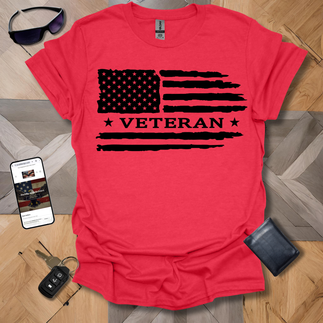 American Distressed Flag Veteran with Stars Heathers