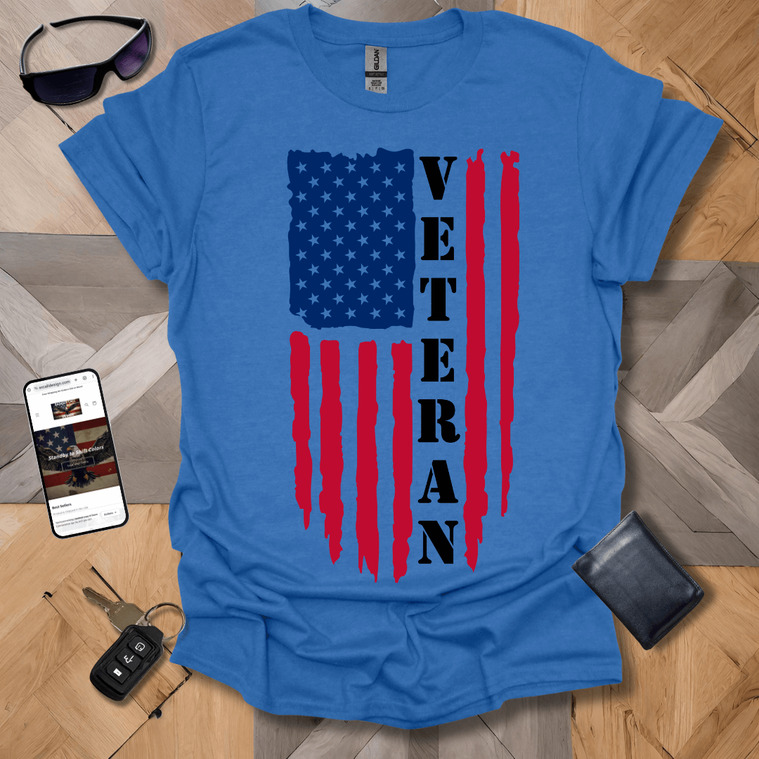 American Distressed Flag Veteran Vert Half Color Banner Heathers