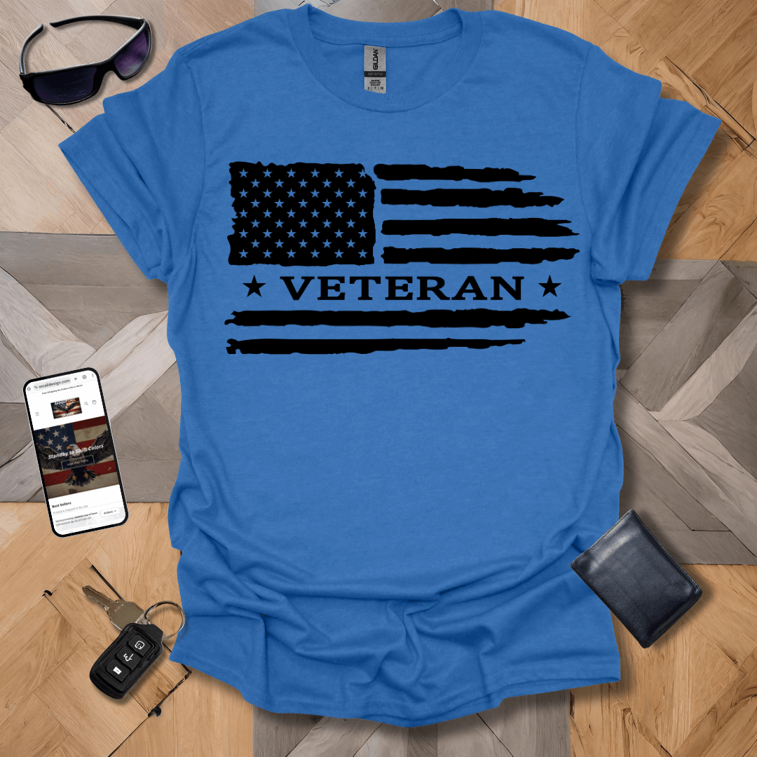 American Distressed Flag Veteran with Stars Heathers