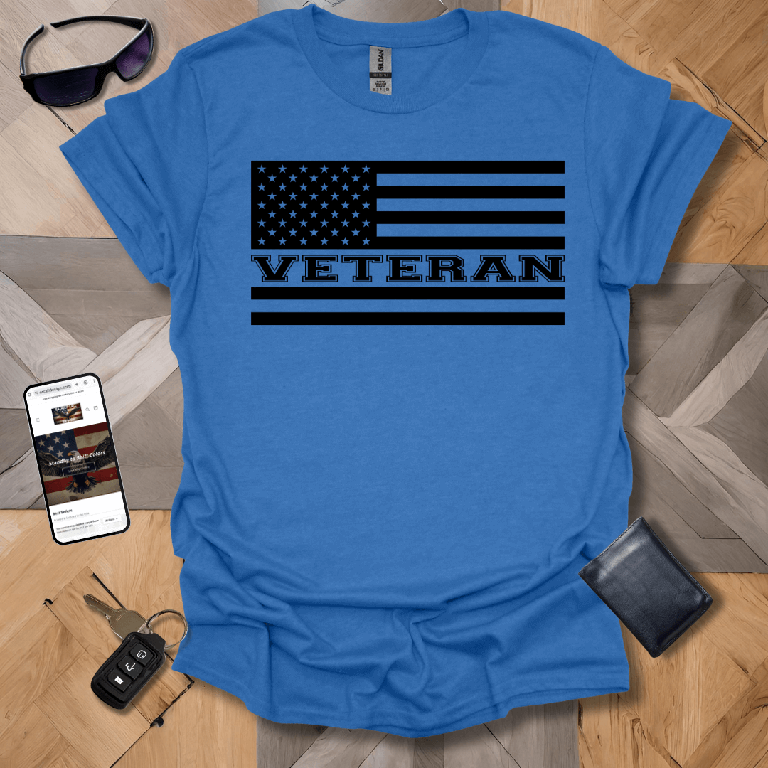 American Flag Veteran Black Logo Heathers