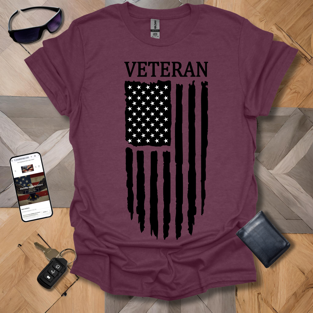 American Distressed Flag Veteran Black & White Banner Heathers