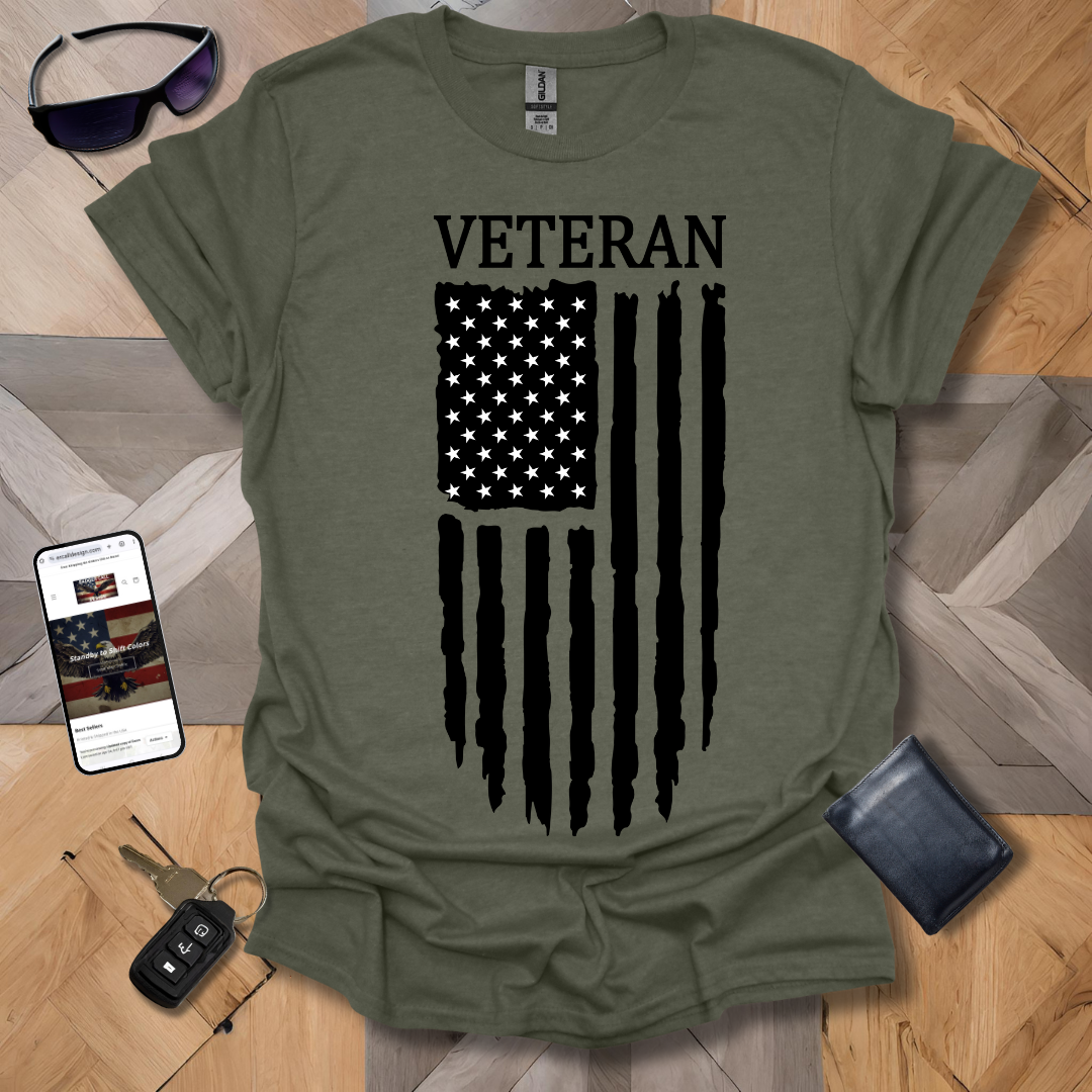 American Distressed Flag Veteran Black & White Banner Heathers