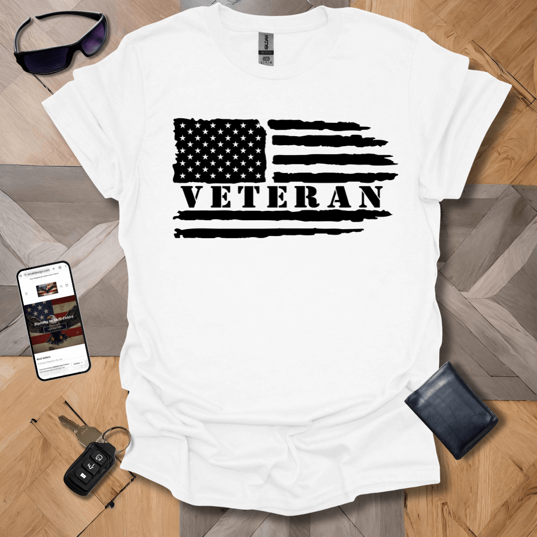 American Distressed Flag Vet_L Black