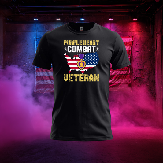 Purple Heart Combat Veteran T-Shirt