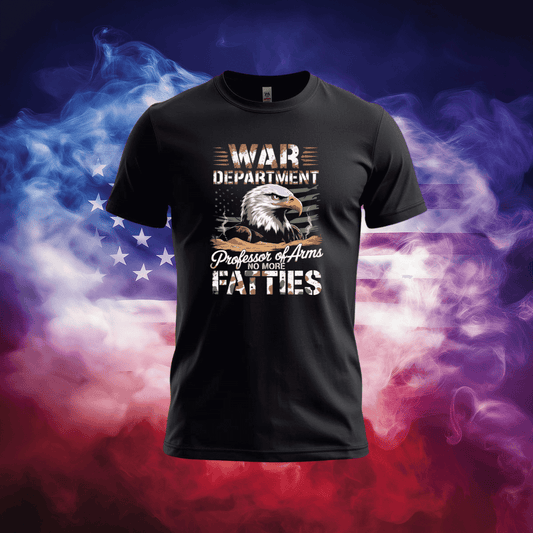 War Department T-Shirt featuring eagle graphic on black background with patriotic smoke effects.