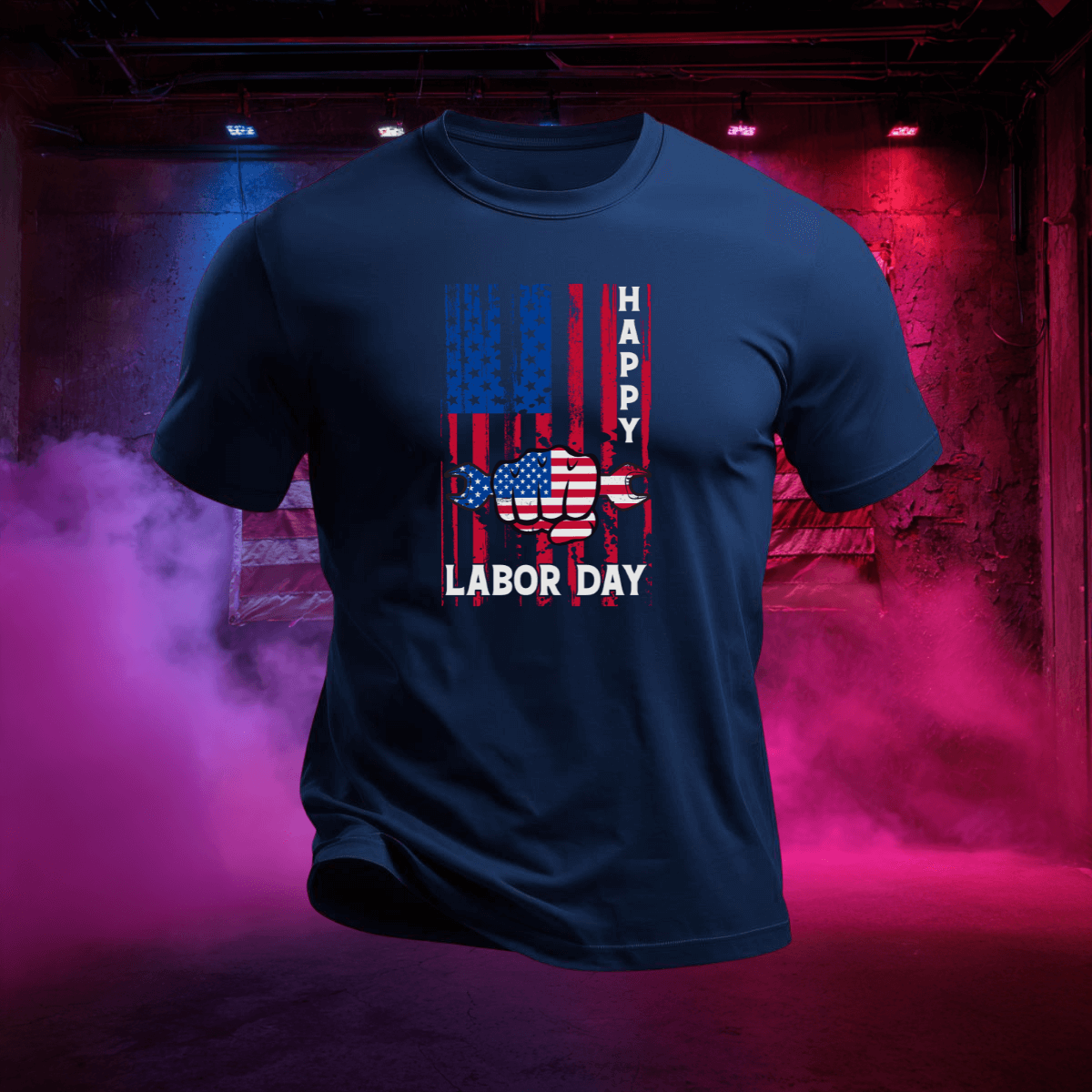 Distressed Flag Labor Day T-Shirt