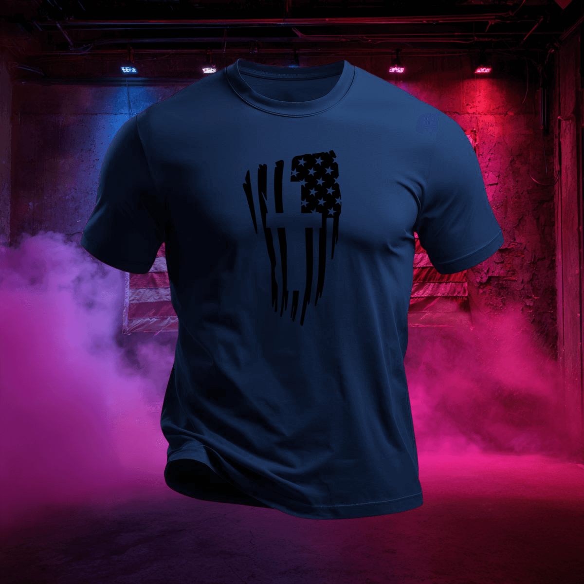 Distressed Flag & Cross T-Shirt