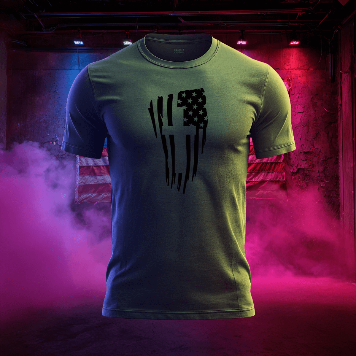 Distressed Flag & Cross T-Shirt