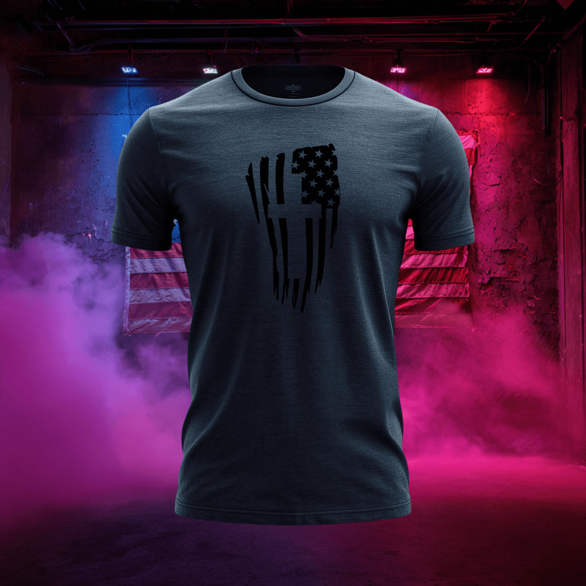 Distressed Flag & Cross T-Shirt