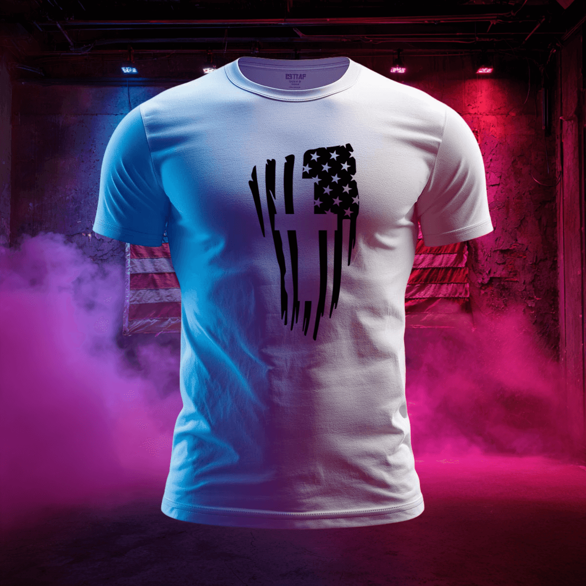 Distressed Flag & Cross T-Shirt