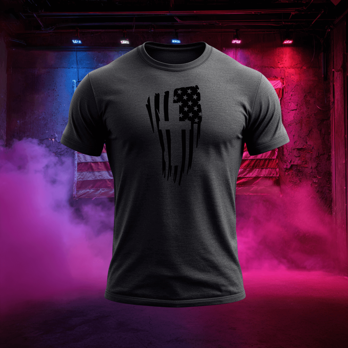 Distressed Flag & Cross T-Shirt