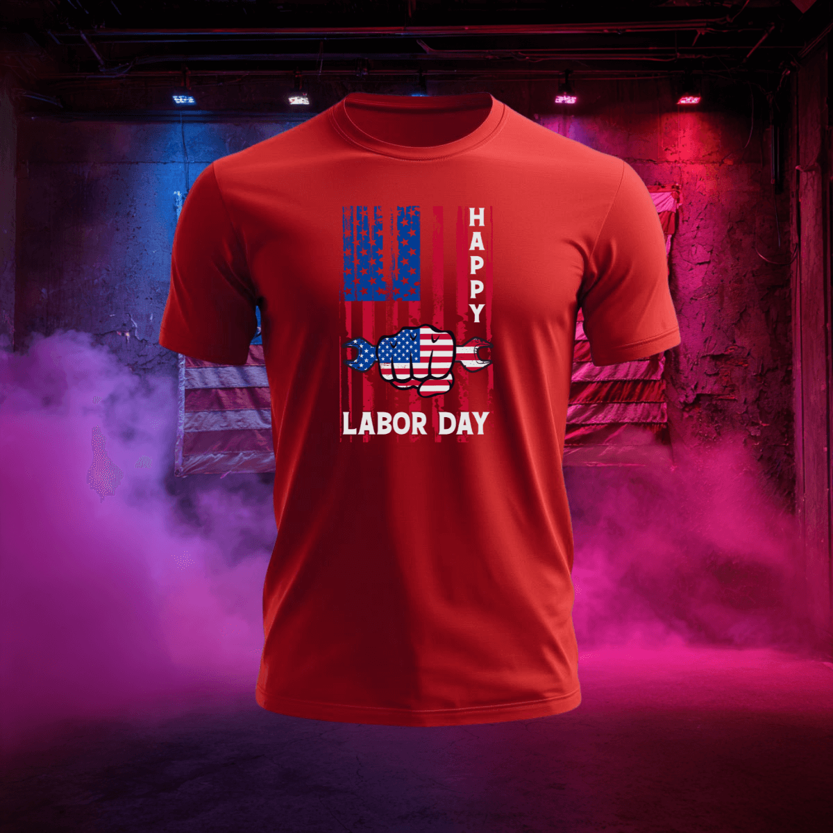 Distressed Flag Labor Day T-Shirt