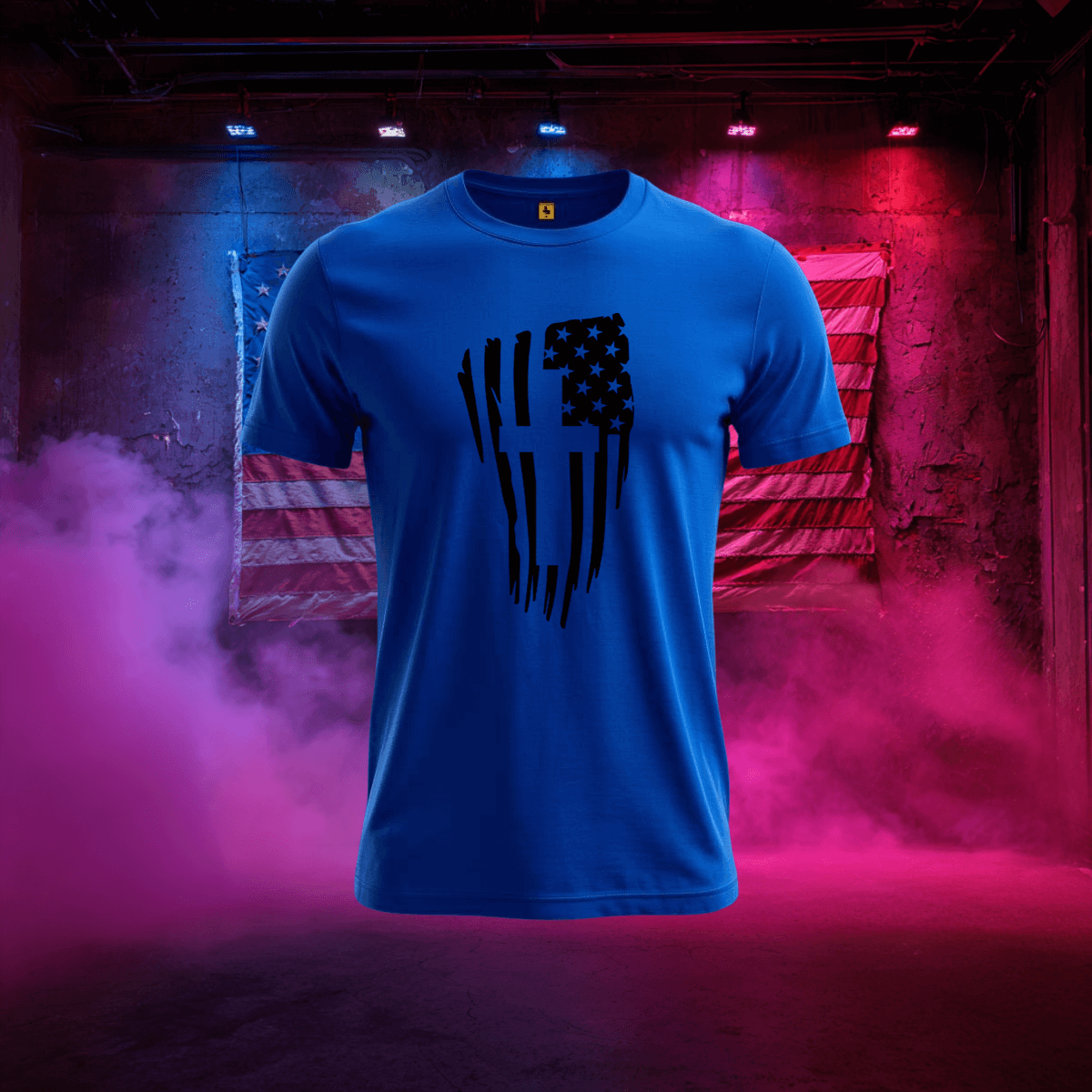 Distressed Flag & Cross T-Shirt