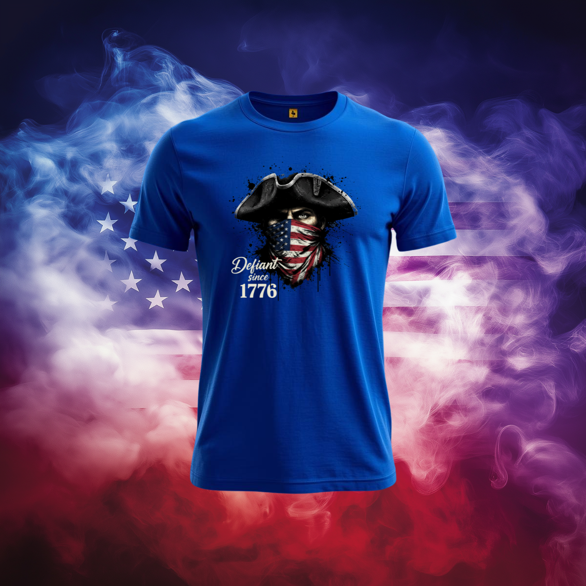 Defiant Since 1776 Patriotic T-Shirt – Revolutionary Spirit American Flag Bandana Graphic Tee
