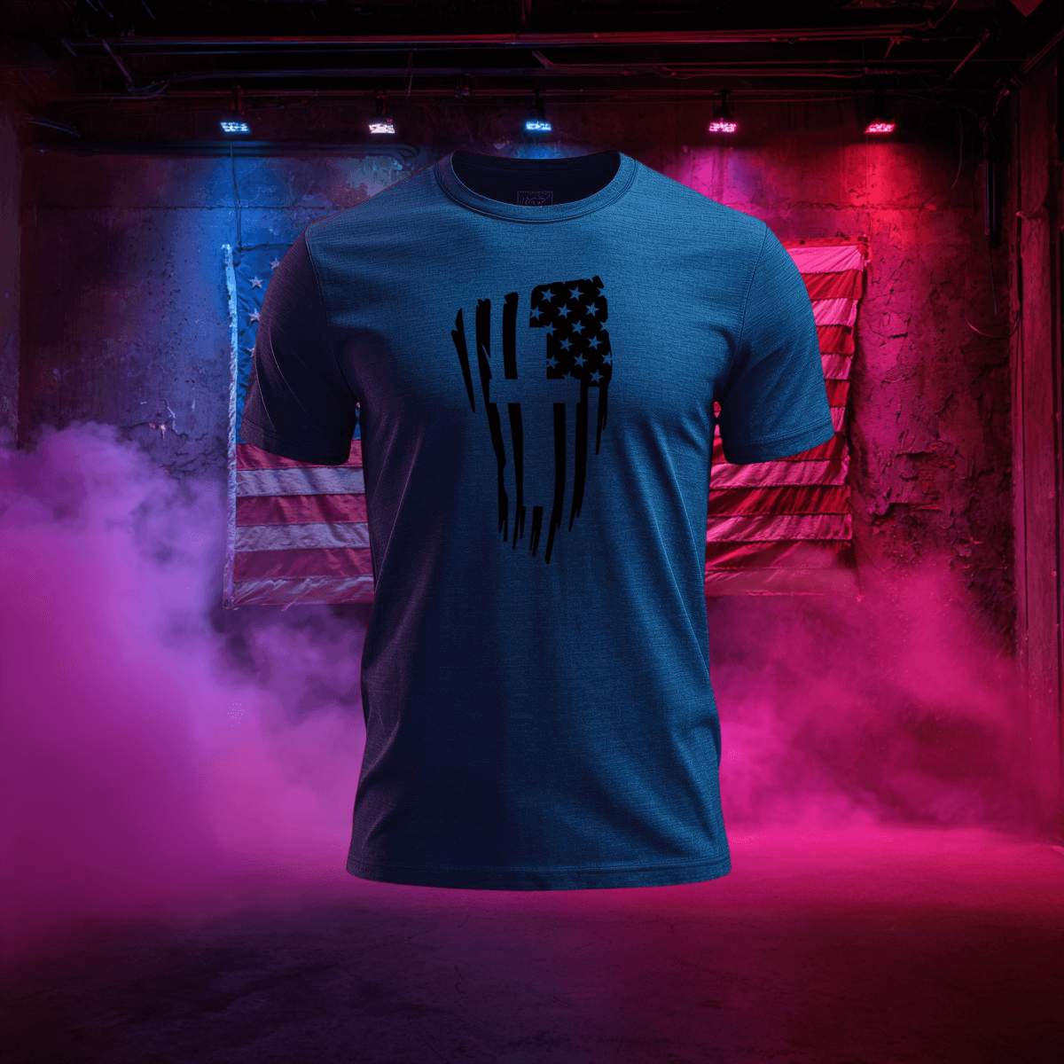 Distressed Flag & Cross T-Shirt