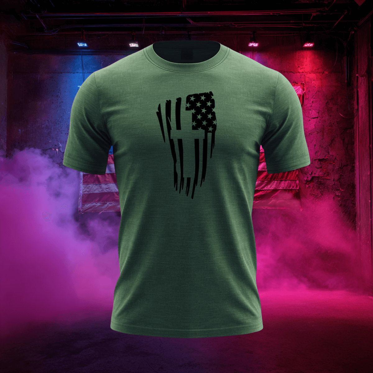 Distressed Flag & Cross T-Shirt