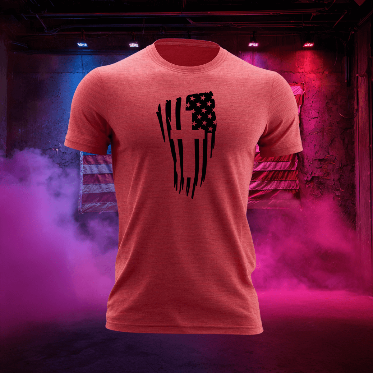 Distressed Flag & Cross T-Shirt