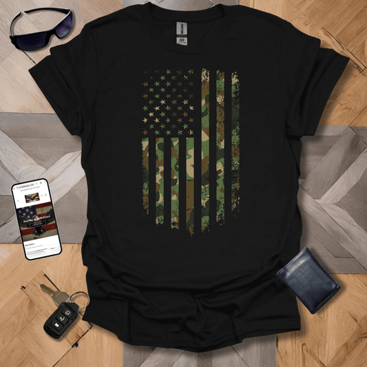 USA Military Cammo Flag T-Shirt