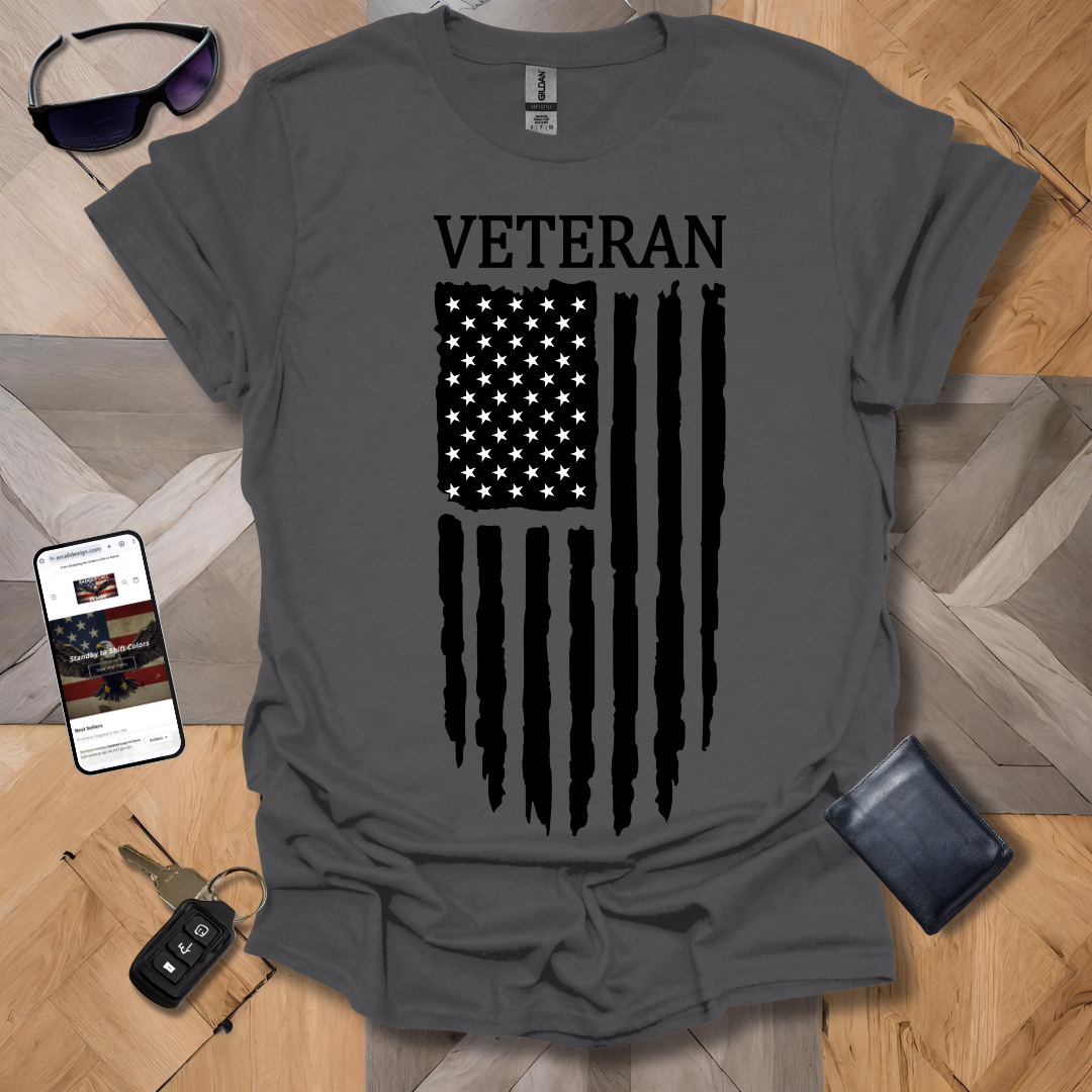 American Distressed Flag Veteran Black & White Banner