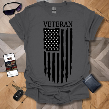 American Distressed Flag Veteran Black & White Banner