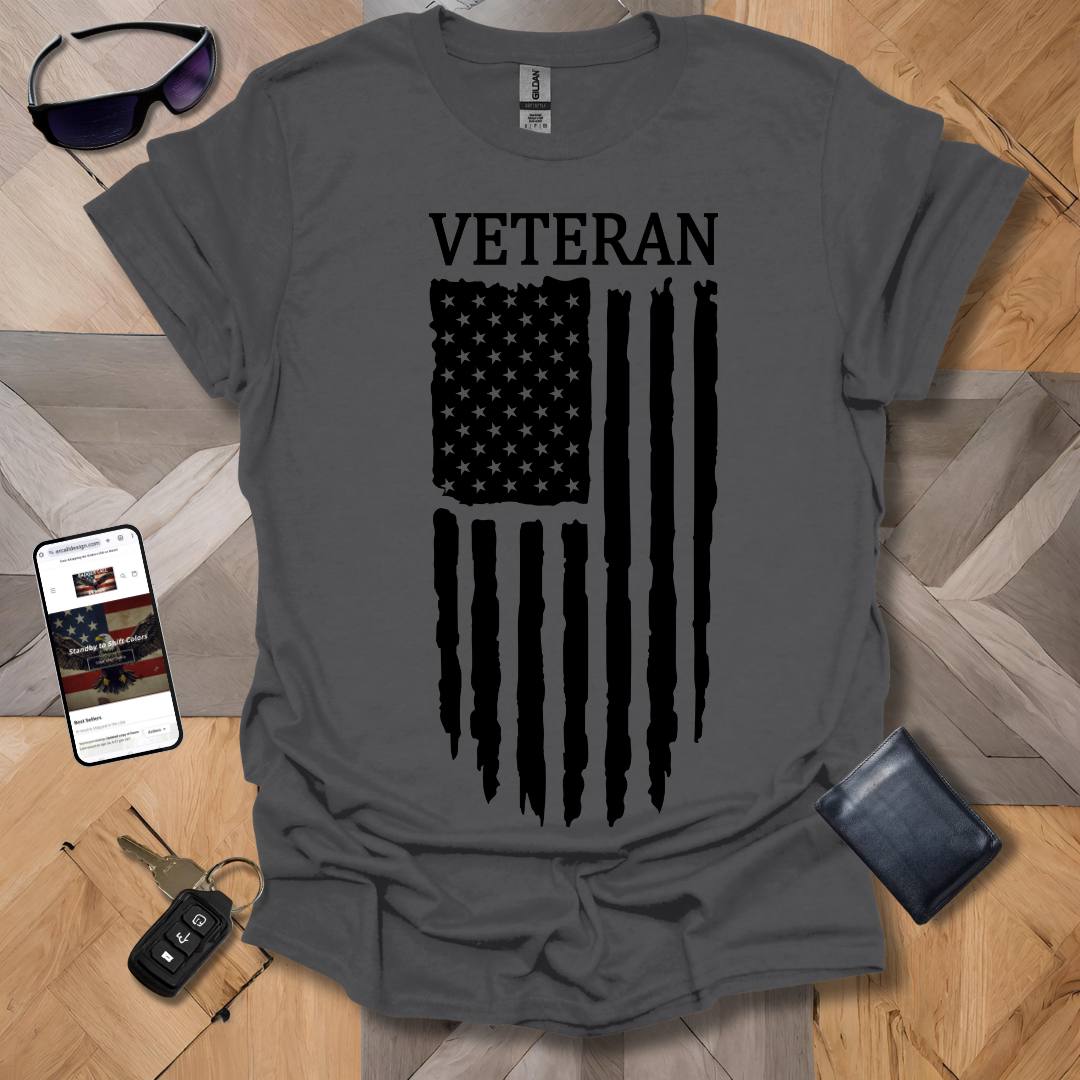 American Distressed Flag Veteran Black Banner