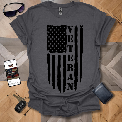 American Distressed Flag Veteran Vert Black Heathers