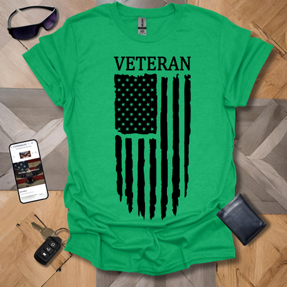 American Distressed Flag Veteran Black Banner Heathers