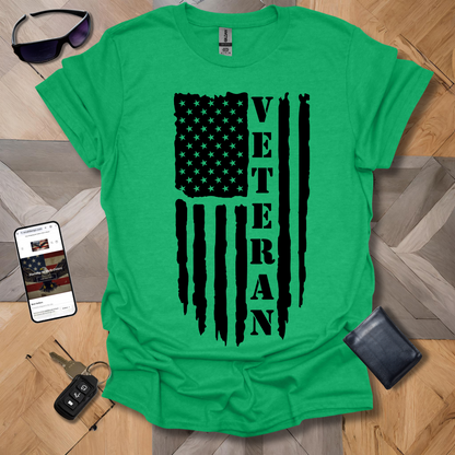 American Distressed Flag Veteran Vert Black Heathers