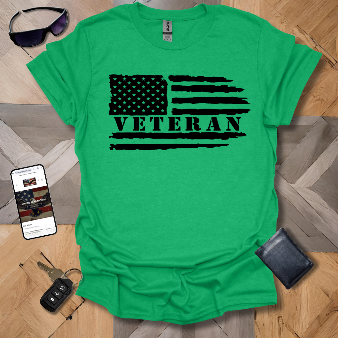 American Distressed Flag Vet_L Black Heathers