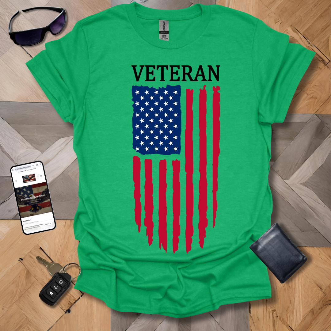 American Distressed Flag Veteran Full Color Banner Heathers