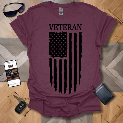 American Distressed Flag Veteran Black Banner Heathers