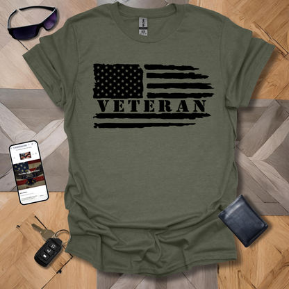 American Distressed Flag Vet_L Black Heathers