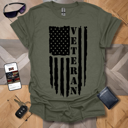 American Distressed Flag Veteran Vert Black Heathers