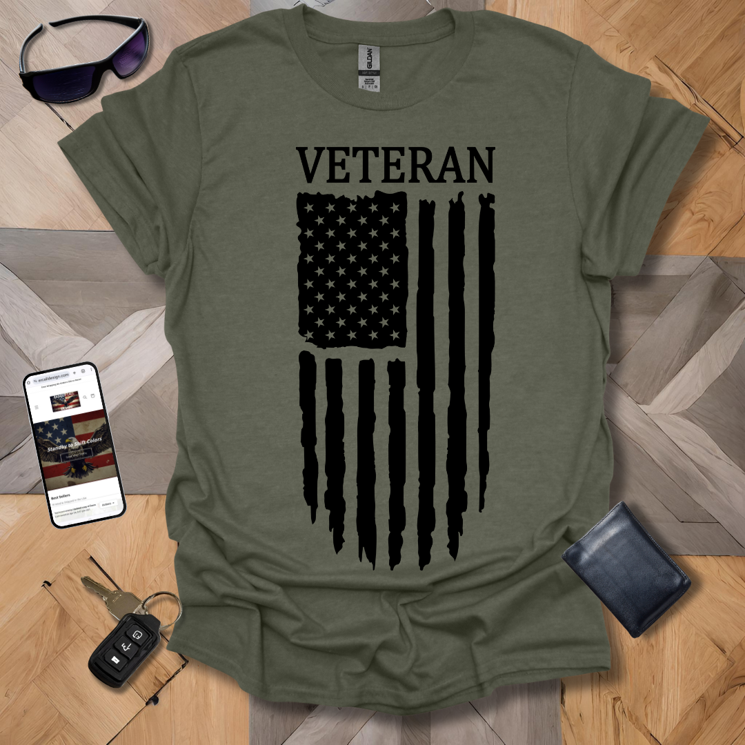 American Distressed Flag Veteran Black Banner Heathers