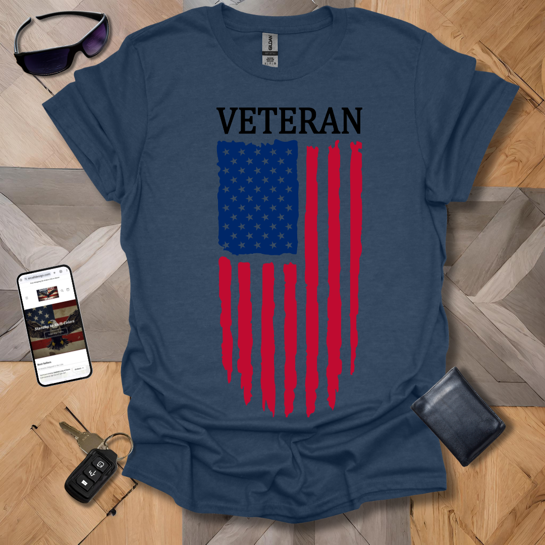 American Distressed Flag Veteran 1/2 Color Banner Heathers