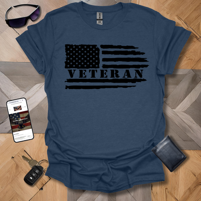 American Distressed Flag Vet_L Black Heathers