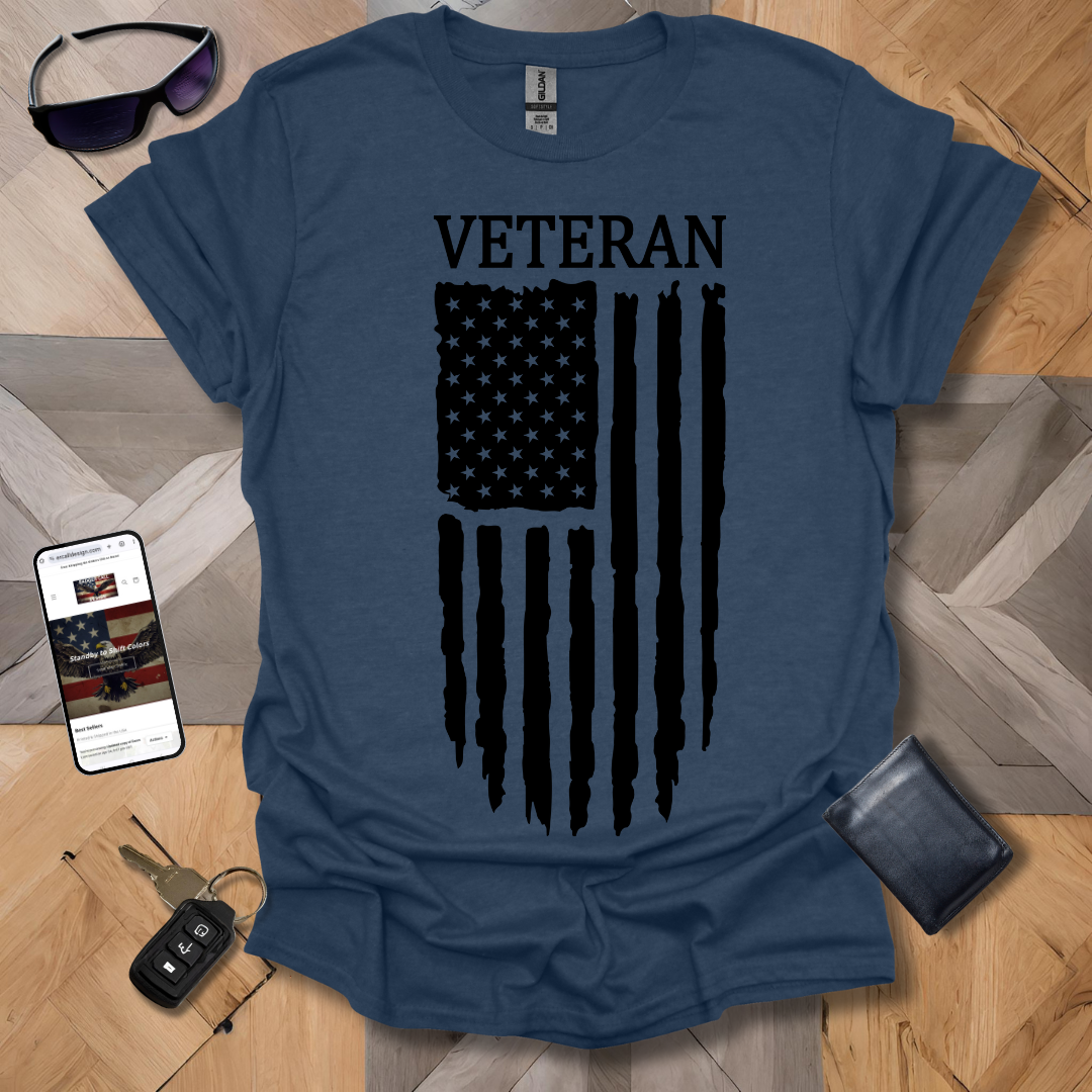 American Distressed Flag Veteran Black Banner Heathers