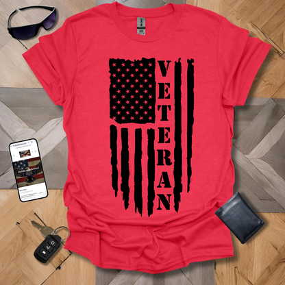 American Distressed Flag Veteran Vert Black Heathers