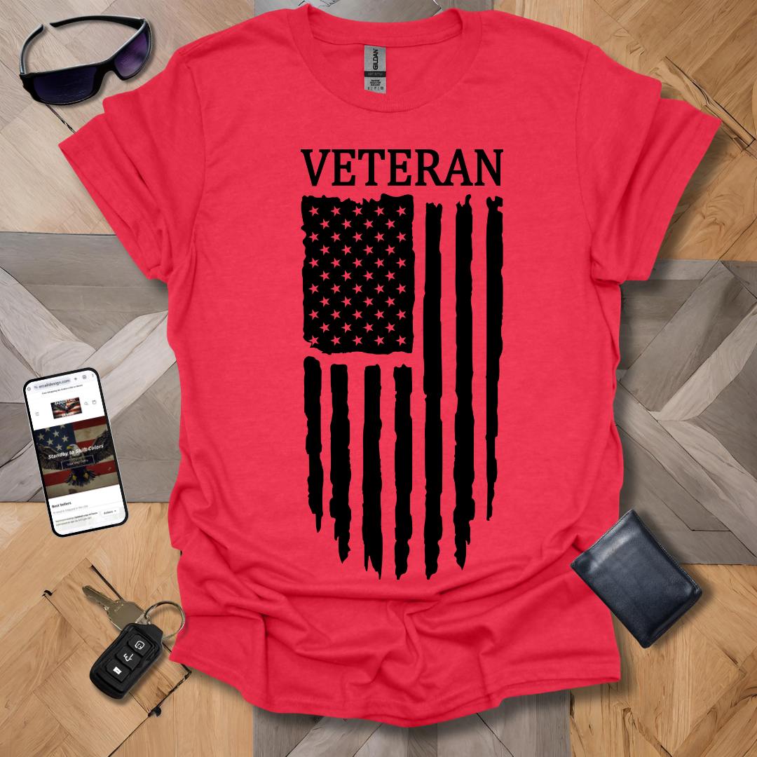 American Distressed Flag Veteran Black Banner Heathers