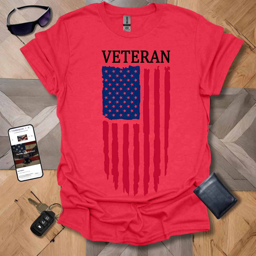 American Distressed Flag Veteran 1/2 Color Banner Heathers