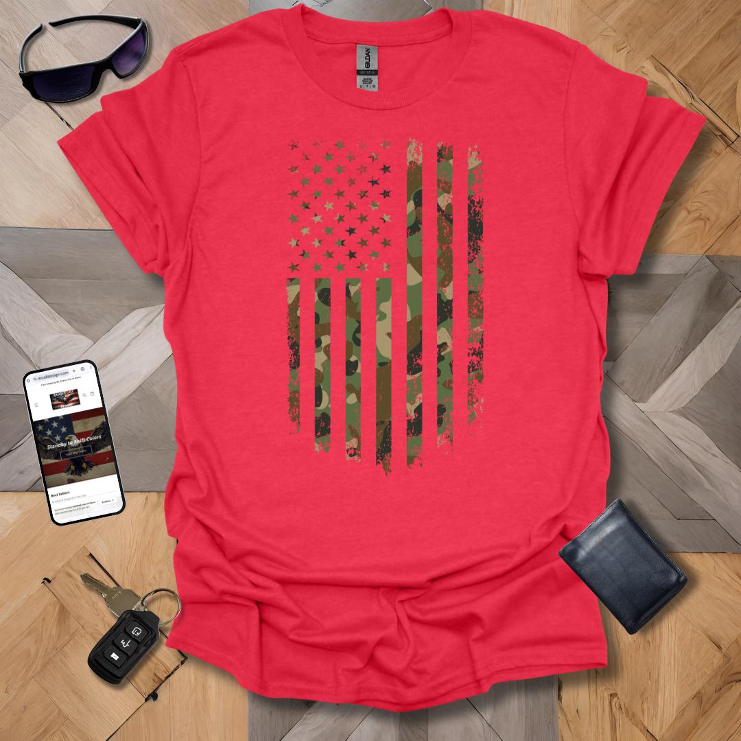 USA Military Cammo Flag T-Shirt