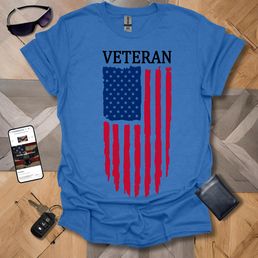 American Distressed Flag Veteran 1/2 Color Banner Heathers