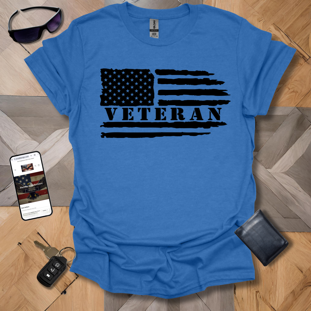 American Distressed Flag Vet_L Black Heathers