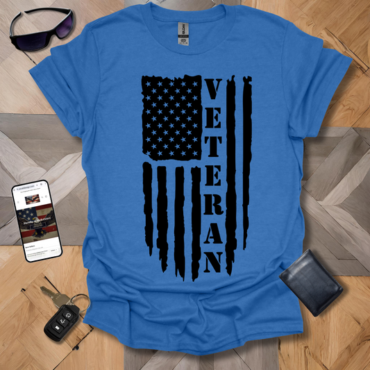 American Distressed Flag Veteran Vert Black Heathers