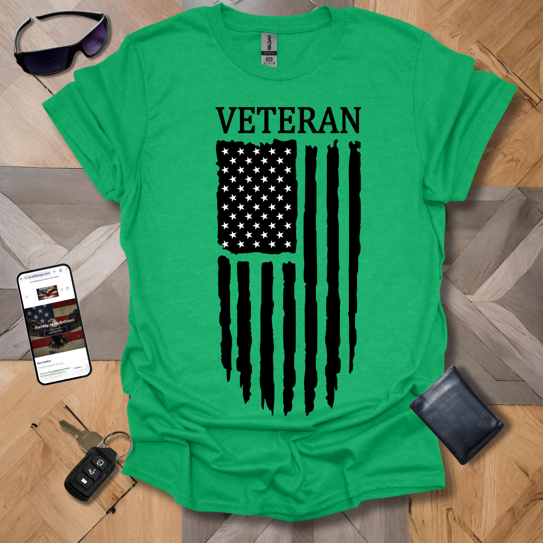 American Distressed Flag Veteran Black & White Banner Heathers