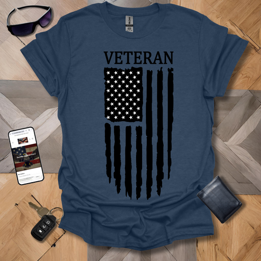 American Distressed Flag Veteran Black & White Banner Heathers
